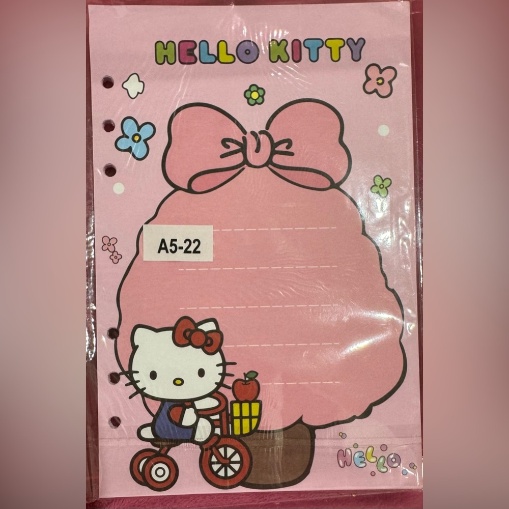 Hello Kitty A5 Pink Binder Note Paper Filll